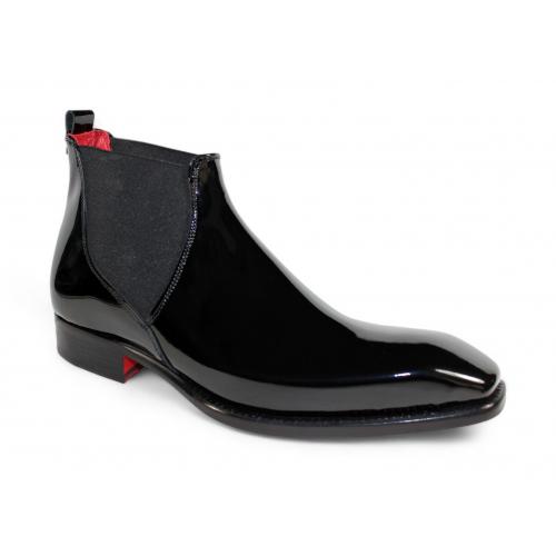 Emilio Franco "Leonardo" Black Genuine Italian Patent Leather Ankle Boots.